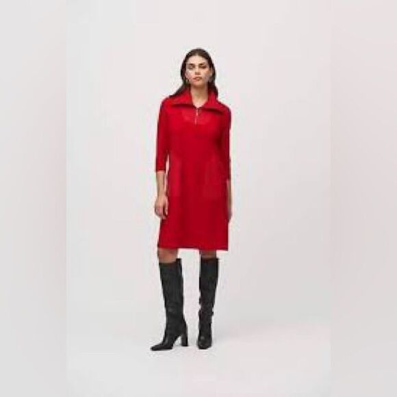 Joseph Ribkoff Zip High Neck 3/4 Sleeve Shift Dress 244045, NWT - Picture 2 of 10